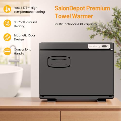 SalonDepot Hot Towel Warmer SalonDepot 8L Capacity Spa Towel Warmer with Compact Design for Salon, Barber Shop, Massage & Facial (Black) - Image 3