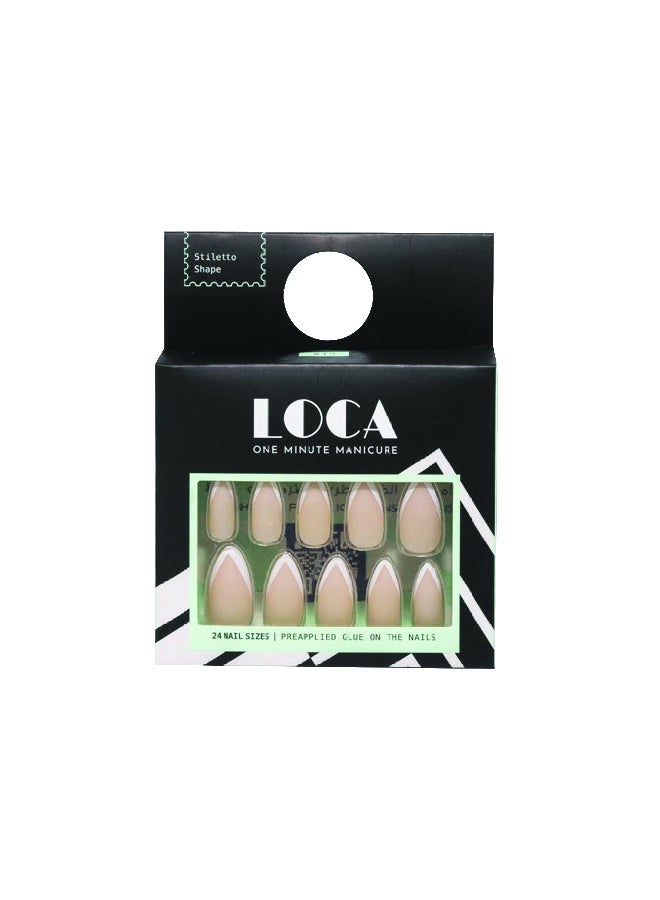 loca أظافر مضغوطة بشكل فرنسي على شكل ستيليتو - Image 1