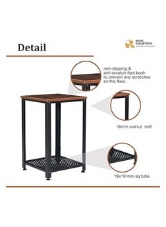 RIGID Steel End Table with Storage Shelf & Wooden Top Black 72x45x45cm  - Image 3
