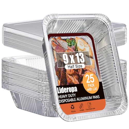 Lideropa Disposable Aluminum Foil Pans with Lids 9x1325 Pack Aluminum Foil Pans Heavy Duty Aluminum Baking Pans for Holiday Cooking Christmas Thanksgiving Parties Meal Prep Storage - Image 1