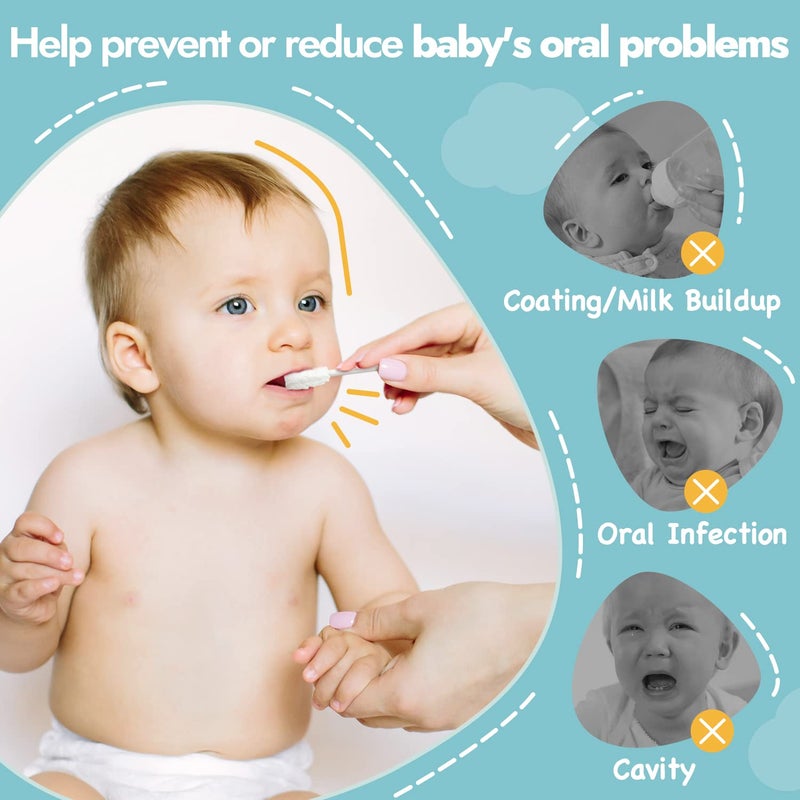 Papablic Baby Tongue Cleaner, Baby Oral Cleaner, Disposable Infant Mouth Cleaner Newborn, Upgrade Gum Cleaner with Paper Handle or Infants Ages 0-2 Years, 100 Pack - Image 2