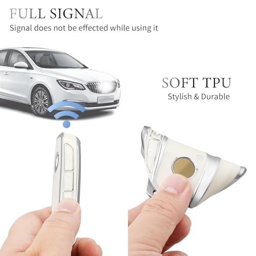 OFFCURVE غطاء مفتاح OFFCURVE لسيارات BMW، علبة مفتاح خاصة متوافقة مع BMW I7 M Sport 2023 X7 i7 xi X1 IX M5 7 Series 735Li 740 حامل مفتاح ذكي 4 أزرار واقي ملحقات السيارة، أبيض - Image 4