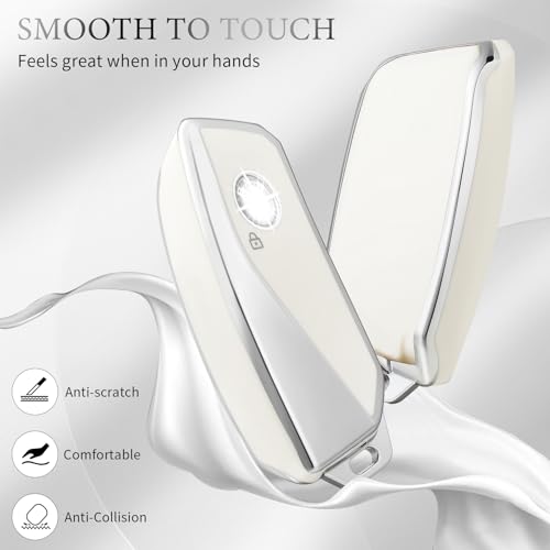 OFFCURVE غطاء مفتاح OFFCURVE لسيارات BMW، علبة مفتاح خاصة متوافقة مع BMW I7 M Sport 2023 X7 i7 xi X1 IX M5 7 Series 735Li 740 حامل مفتاح ذكي 4 أزرار واقي ملحقات السيارة، أبيض - Image 3