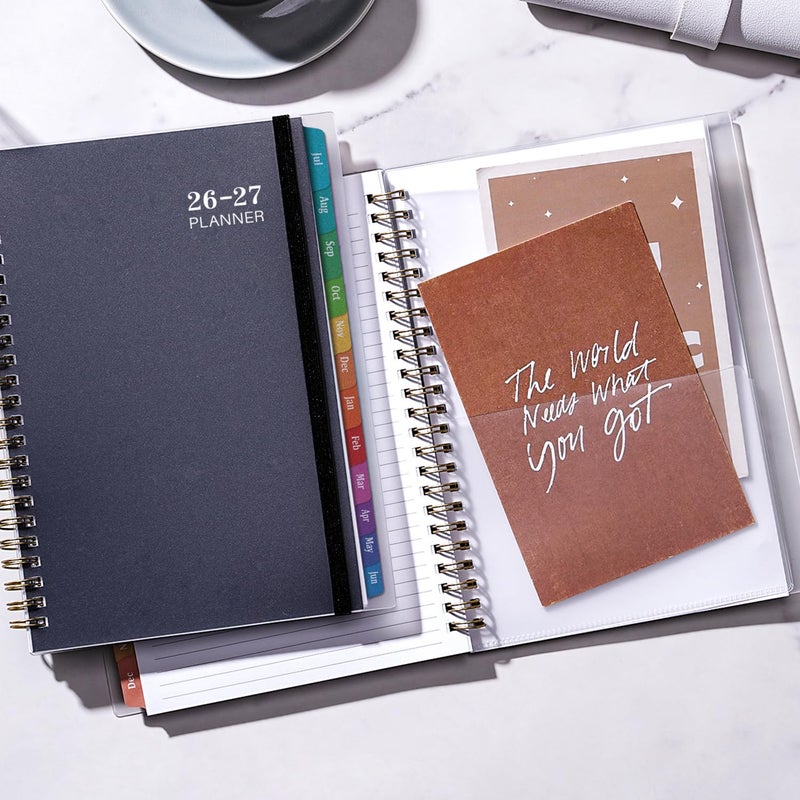 Tersus Planner 2026-2027 - Academic Planner 2026-2027, Jul. 2026 - Jun. 2027, 6.3'' x 8.4'', Weekly and Monthly Planner 26-27 with Back Pocket, Transparent PP Cover, Colorful Monthly Tabs - Image 2