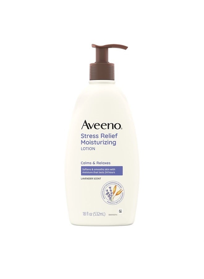 Aveeno Stress Relief Moisturizing Body Lotion with Lavender Scent, Natural Oatmeal to Calm & Relax, Non-Greasy Daily Stress Relief Lotion, 18 fl. oz (Pack of 3) - Image 1