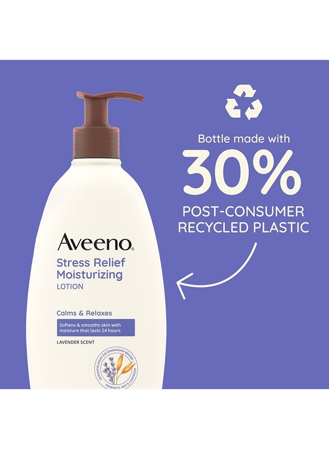 Aveeno Stress Relief Moisturizing Body Lotion with Lavender Scent, Natural Oatmeal to Calm & Relax, Non-Greasy Daily Stress Relief Lotion, 18 fl. oz (Pack of 3) - Image 4