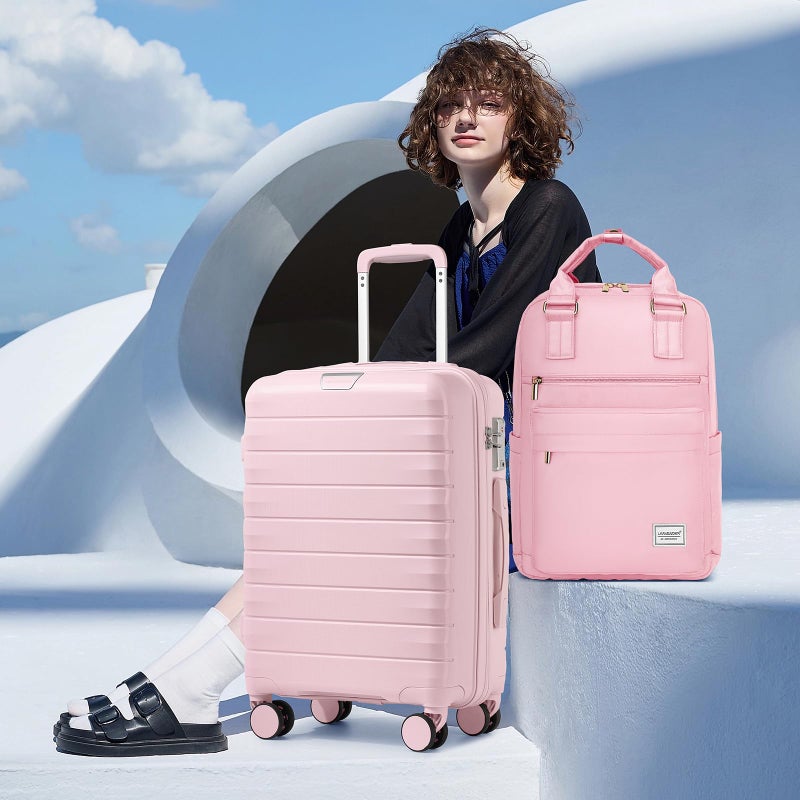 LARVENDER Luggage Sets 3 Piece, Hardside PP Carry On Suitcase with 360Â° Spinner Wheels TSA Lock Luggage Sets for Women, Orchid Pink - Image 2