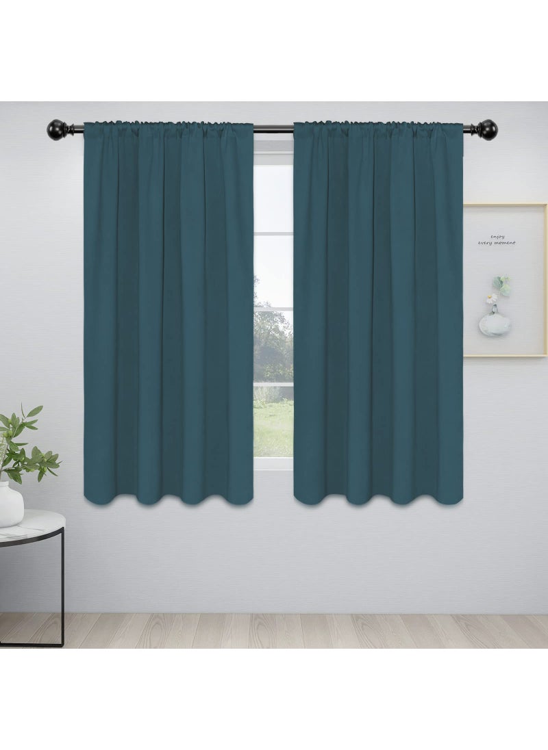Easy-Going EasyGoing Rod Pocket Blackout Curtains for Bedroom Room Darkening Window Curtains for Living Room Thermal Insulated Noise Reduction Solid Window Drapes 2 Panels42x63 in Bluestone 