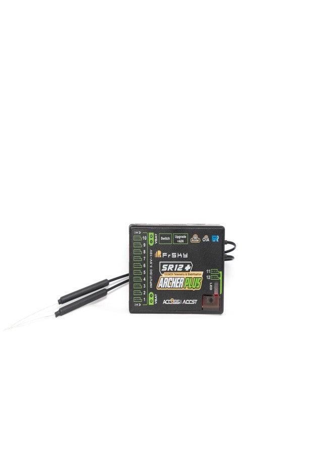 فرسكاي جهاز استقبال FrSky Archer Plus SR12+ مزود بـ 12 قناة، ومقياس تسارع وجيروسكوب مدمج ثلاثي المحاور، وأوضاع طيران متعددة، وهوائيان مزدوجان قابلان للفصل، وإشارة كاملة النطاق، ووحدة SBUS في التكرار، ودعم القياس عن بُعد ثنائي الطاقة XT30 - Image 1