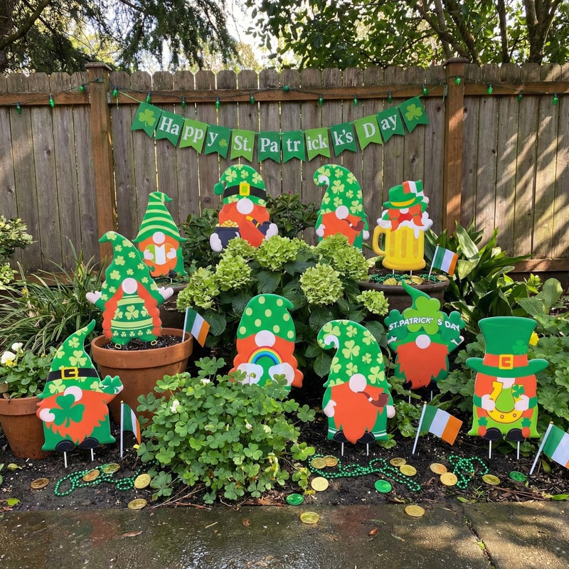 sewrung 10 PCS St Patricks Day Decorations Outdoor Yard Signs with Matel Stakes - St Patricks Day Yard Decorations Outdoor - St Patricks Day Yard Decor Outdoor Lawn Decorations - Image 1