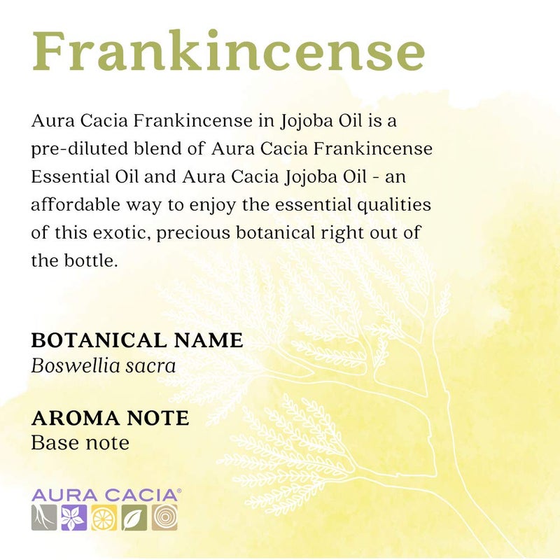 Aura Cacia Frankincense in Jojoba Oil, 100% Pure Boswellia Sacra Essential Oil Blend for Skincare, Massage, Meditation, and Aromatherapy | 0.5 Fl Oz (Pack of 1) - Image 1
