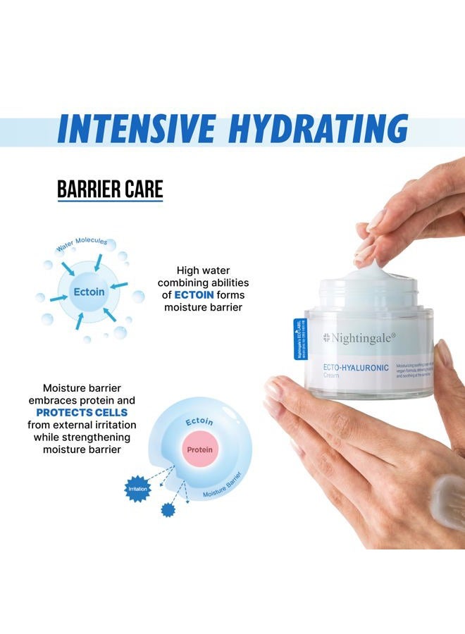 nightingale Korean ECTO Hyaluronic Face Cream 100ml - Skin Care Deeply Moisturizing with Ectoin - Soothing for Sensitive Skin - Hypoallergenic, Cruelty Free Blemish Facial Treatment - Image 3