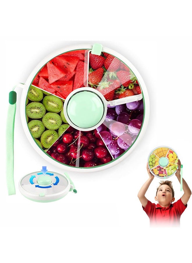 meayul Snack Storage Container, Kids Snack Spinner with Hand Strap, Reusable Snack Rotating Container with 5 Compartment Dispenser and Lid, Leakproof, Spill Proof, Fruit, Veggie Snack Box for Toddlers, Babies, Home, Travel  - Image 1