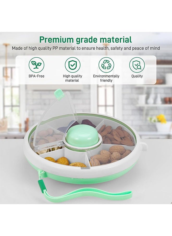 meayul Snack Storage Container, Kids Snack Spinner with Hand Strap, Reusable Snack Rotating Container with 5 Compartment Dispenser and Lid, Leakproof, Spill Proof, Fruit, Veggie Snack Box for Toddlers, Babies, Home, Travel  - Image 2