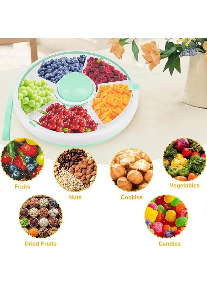 meayul Snack Storage Container, Kids Snack Spinner with Hand Strap, Reusable Snack Rotating Container with 5 Compartment Dispenser and Lid, Leakproof, Spill Proof, Fruit, Veggie Snack Box for Toddlers, Babies, Home, Travel  - Image 4