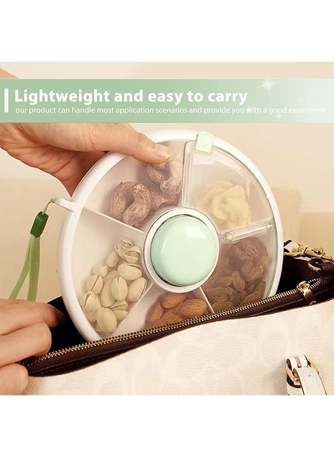 meayul Snack Storage Container, Kids Snack Spinner with Hand Strap, Reusable Snack Rotating Container with 5 Compartment Dispenser and Lid, Leakproof, Spill Proof, Fruit, Veggie Snack Box for Toddlers, Babies, Home, Travel  - Image 5