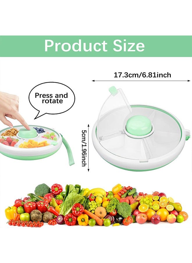 Snack Storage Container, Kids Snack Spinner with Hand Strap, Reusable Snack Rotating Container with 5 Compartment Dispenser and Lid, Leakproof, Spill Proof, Fruit, Veggie Snack Box for Toddlers, Babies, Home, Travel