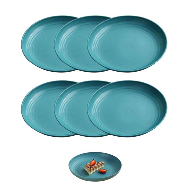 Sugalsu Wheat Straw Plates 8 Inch Deep Dinner Plates Lightweight and Unbreakable Wheat Straw Plates Reusable Microwave Dishwasher Safe Kids Plates Set of 6 Green - Image 1
