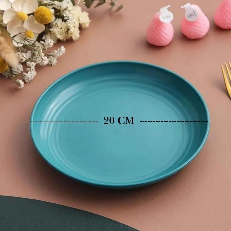 Sugalsu Wheat Straw Plates 8 Inch Deep Dinner Plates Lightweight and Unbreakable Wheat Straw Plates Reusable Microwave Dishwasher Safe Kids Plates Set of 6 Green - Image 2