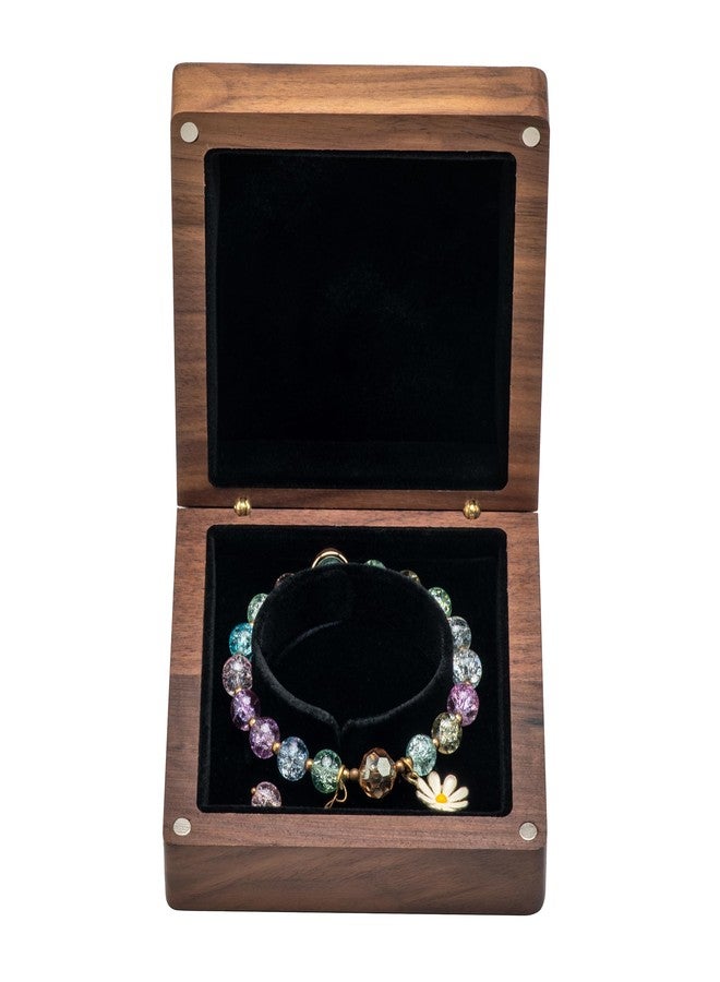 COSISO Walnut Wood Bracelet/Bangle Box CaseVelvet Interio Jewelry Display Storage Holder Trinket Storage Case (Black Inner) - Image 1