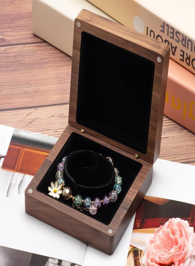 COSISO Walnut Wood Bracelet/Bangle Box CaseVelvet Interio Jewelry Display Storage Holder Trinket Storage Case (Black Inner) - Image 4