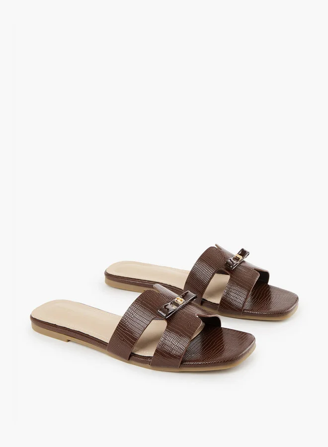Flora Bella By Shoexpress Bow Accent Slip-On Flat Sandals