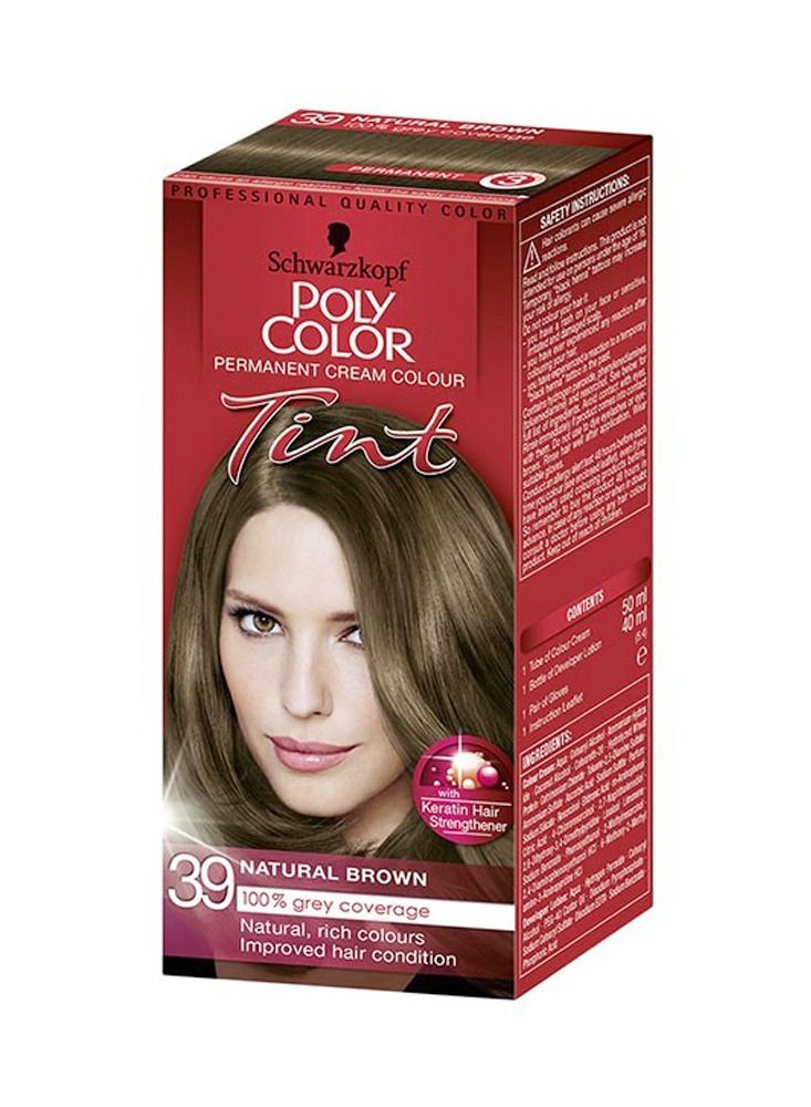 Schwarzkopf PROFESSIONAL POLY COLOR TINT PERMANENT CREAM COLOUR (39 - Natural Brown) - Image 1