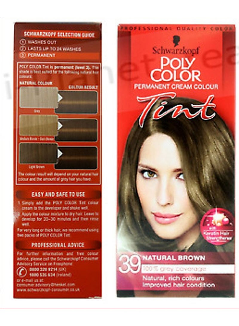 Schwarzkopf PROFESSIONAL POLY COLOR TINT PERMANENT CREAM COLOUR (39 - Natural Brown) - Image 4