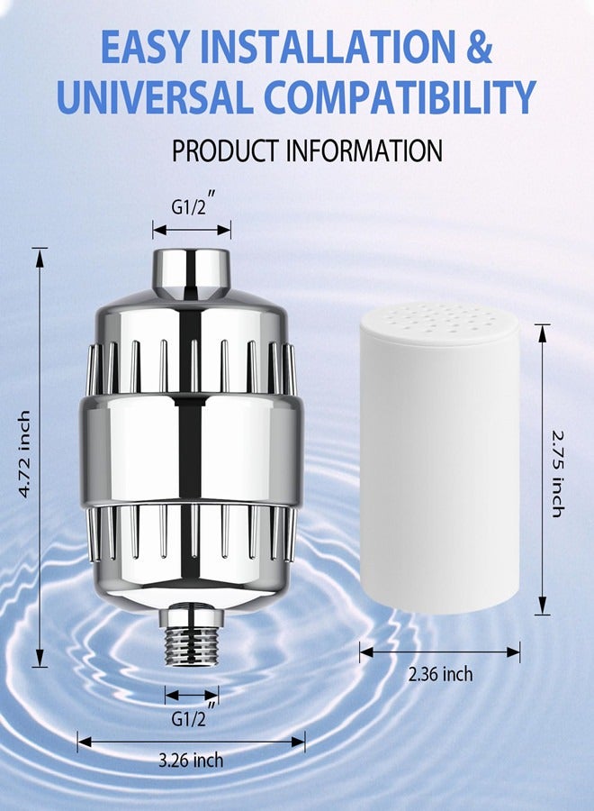 Osowake 20-Stage Shower Filter Head for Hard Water, with 2 Cartridges, High Output Shower Water Filter to Remove Chemicals, Chlorine and Fluoride - Image 2