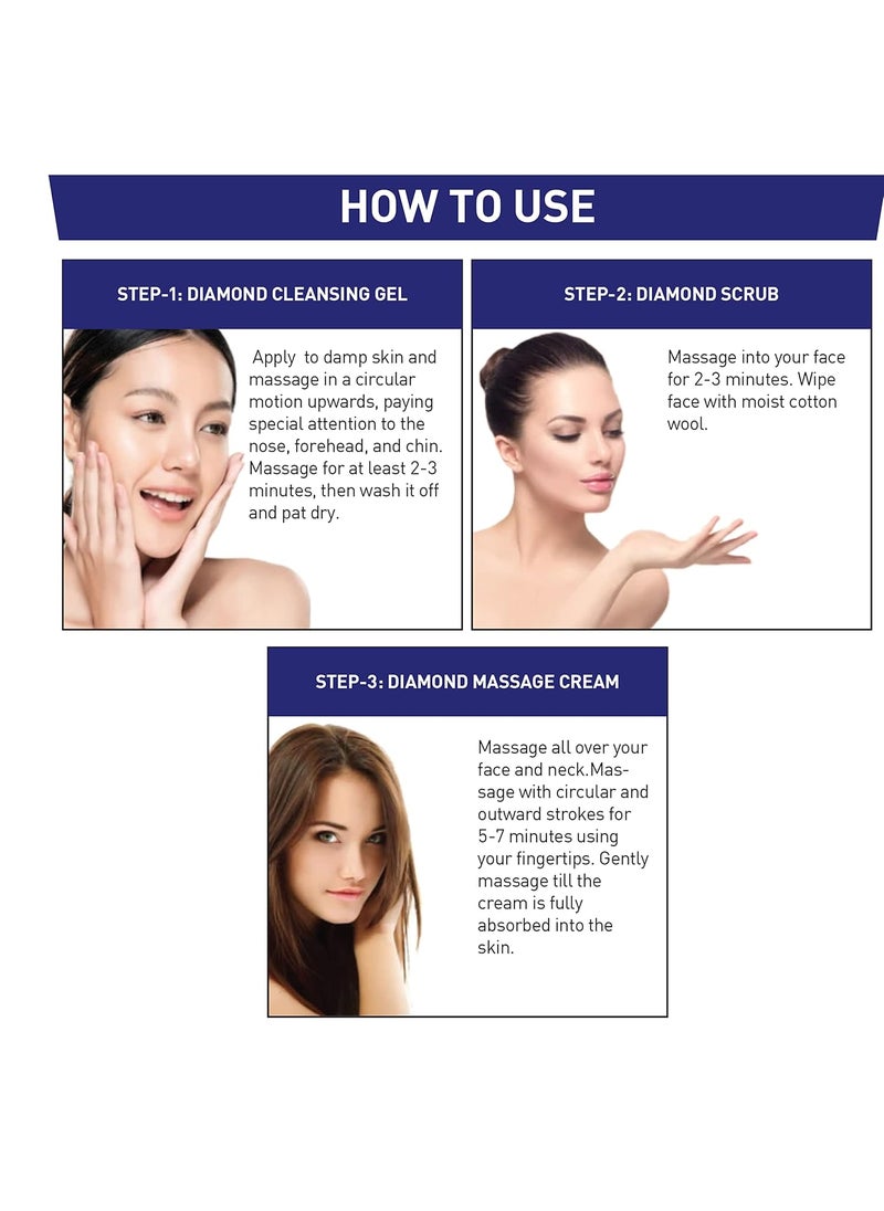 W2 W2 Diamond Brightening Facial Kit Cleansing Gel Scrub Massage Cream Face Mask Serum Formula That Works from Within  - Image 3
