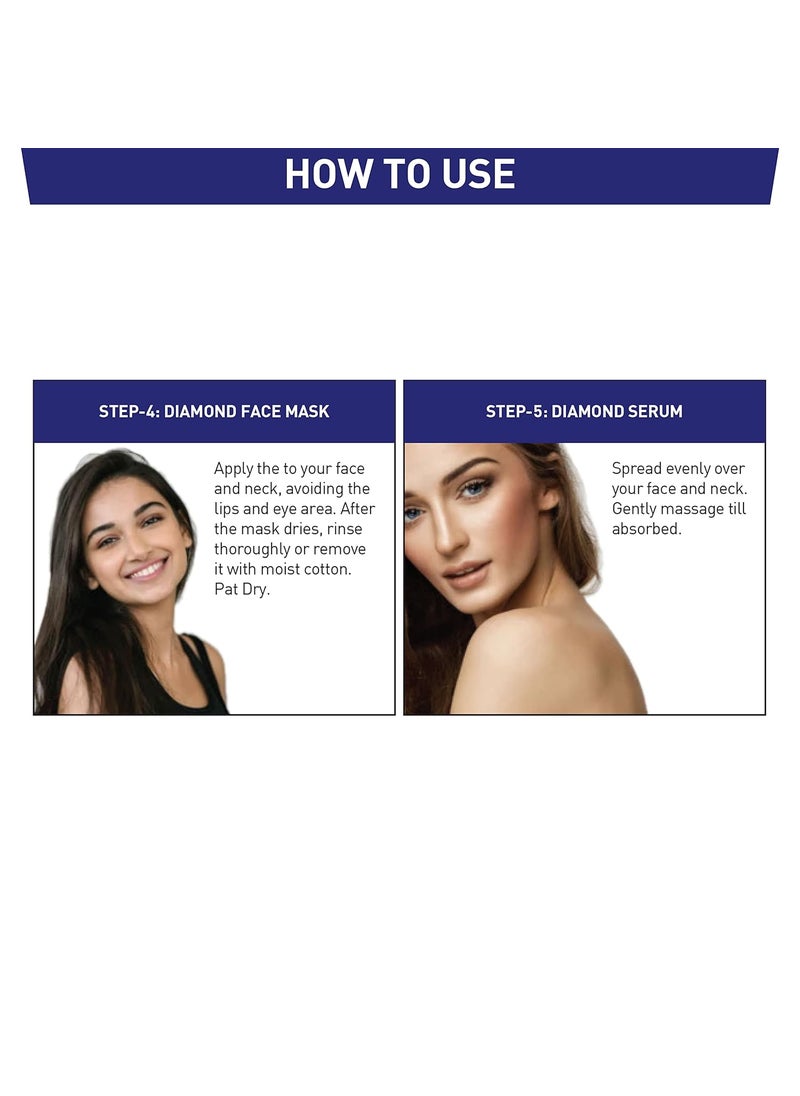 W2 W2 Diamond Brightening Facial Kit Cleansing Gel Scrub Massage Cream Face Mask Serum Formula That Works from Within  - Image 4