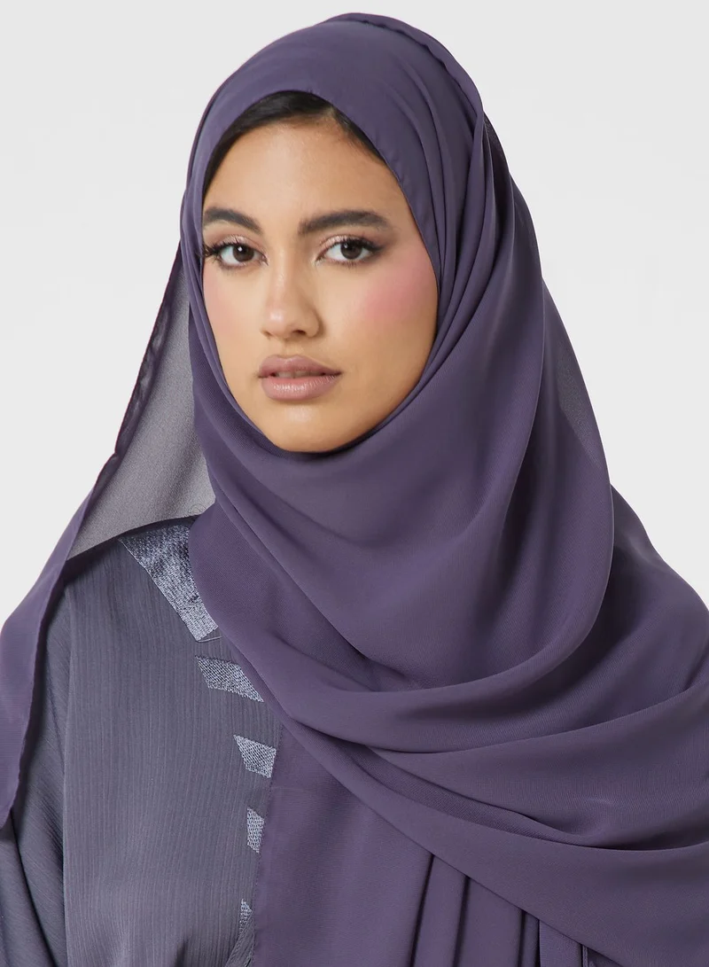 hayas closet Embroidered V- Neck Open Abaya