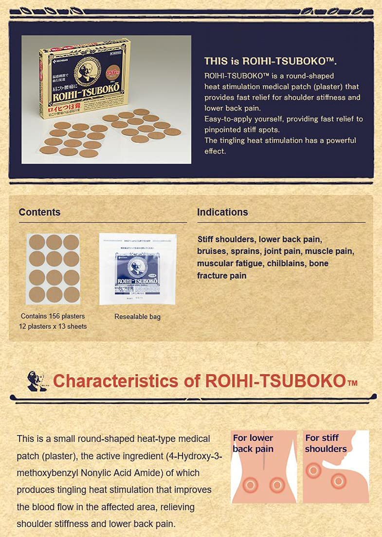 Nichiban Roihi Tsuboko Pain Relief Patches  156 Sheets Green Tea Set - Image 5