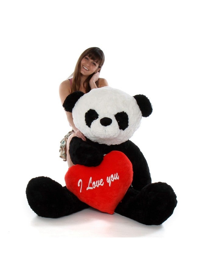 AVSHUB AVSHUB Soft Toy 4 Feet Standing Big Panda Bear with Red “I Love You” Heart Birthday Gift for Girls Valentine | Wife | Boyfriend | Husband | Wedding for Couple Special | Baby Toys Gift Items (Black) - Image 1