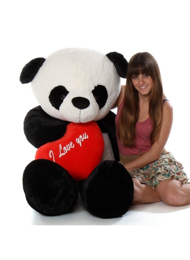 AVSHUB AVSHUB Soft Toy 4 Feet Standing Big Panda Bear with Red “I Love You” Heart Birthday Gift for Girls Valentine | Wife | Boyfriend | Husband | Wedding for Couple Special | Baby Toys Gift Items (Black) - Image 3