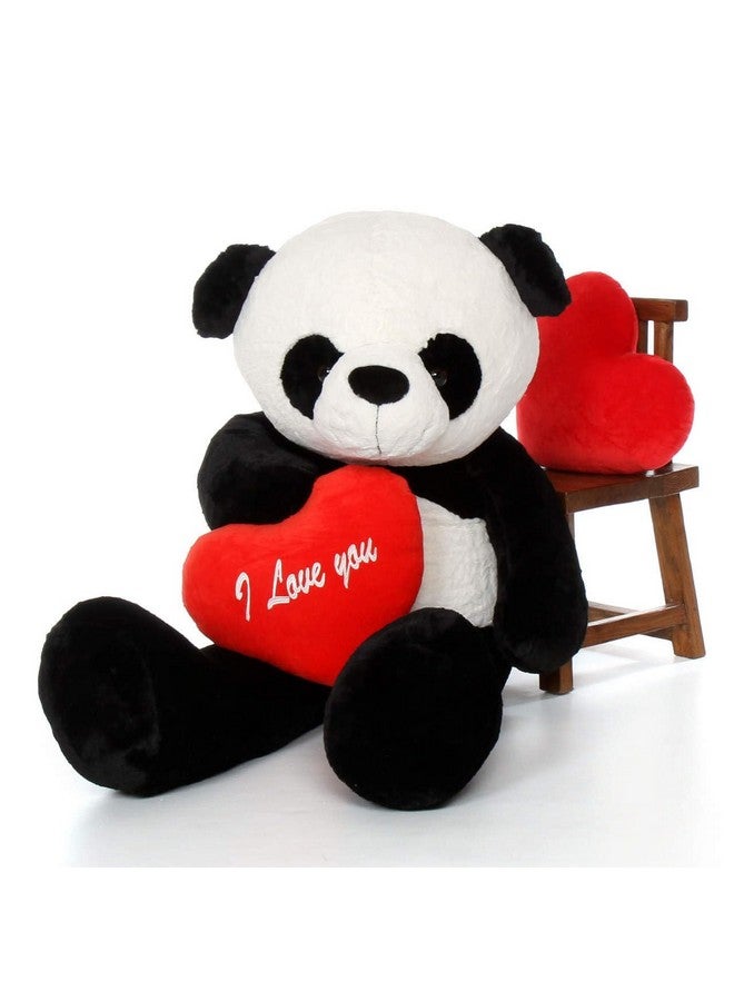 AVSHUB AVSHUB Soft Toy 4 Feet Standing Big Panda Bear with Red “I Love You” Heart Birthday Gift for Girls Valentine | Wife | Boyfriend | Husband | Wedding for Couple Special | Baby Toys Gift Items (Black) - Image 2
