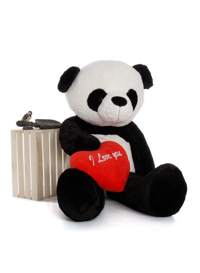 AVSHUB AVSHUB Soft Toy 4 Feet Standing Big Panda Bear with Red “I Love You” Heart Birthday Gift for Girls Valentine | Wife | Boyfriend | Husband | Wedding for Couple Special | Baby Toys Gift Items (Black) - Image 4