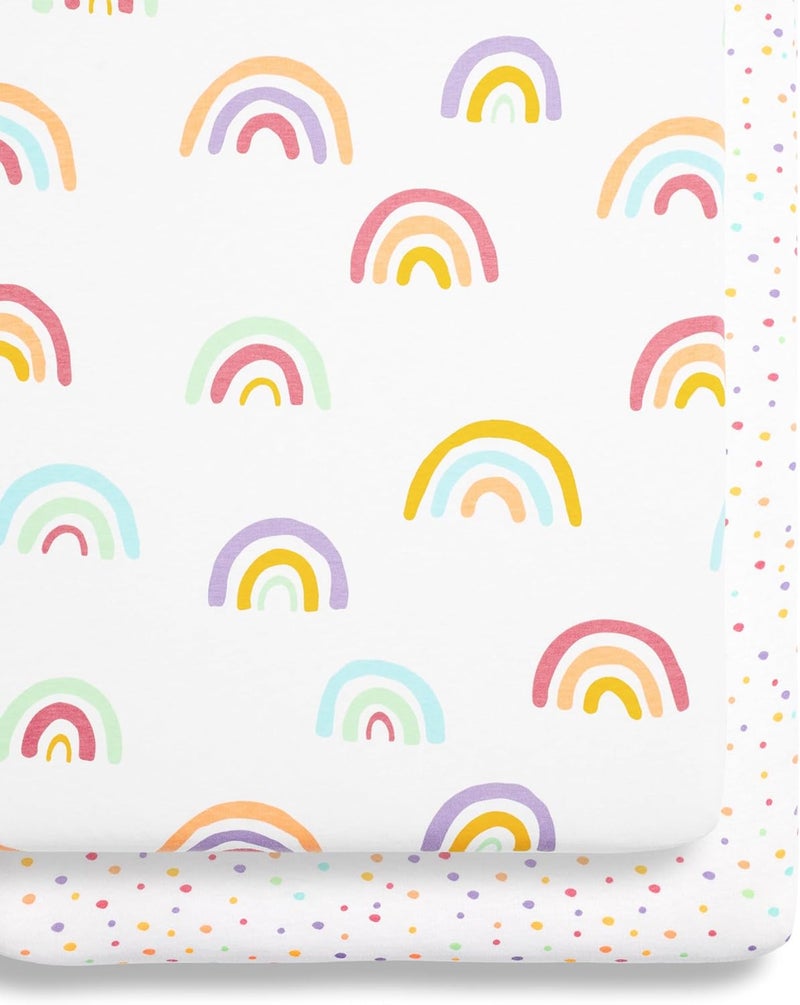 Snuz Baby Crib Fitted Sheets - Rainbow Design - Image 1
