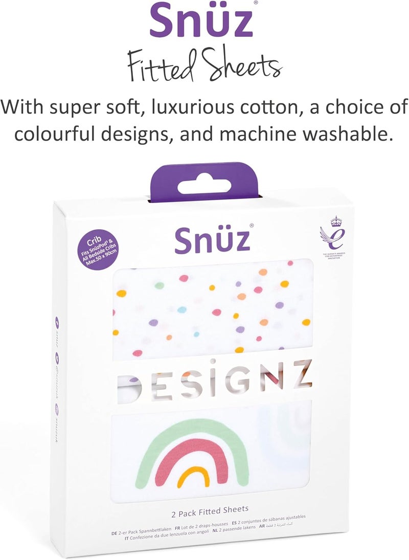 Snuz Baby Crib Fitted Sheets - Rainbow Design - Image 2