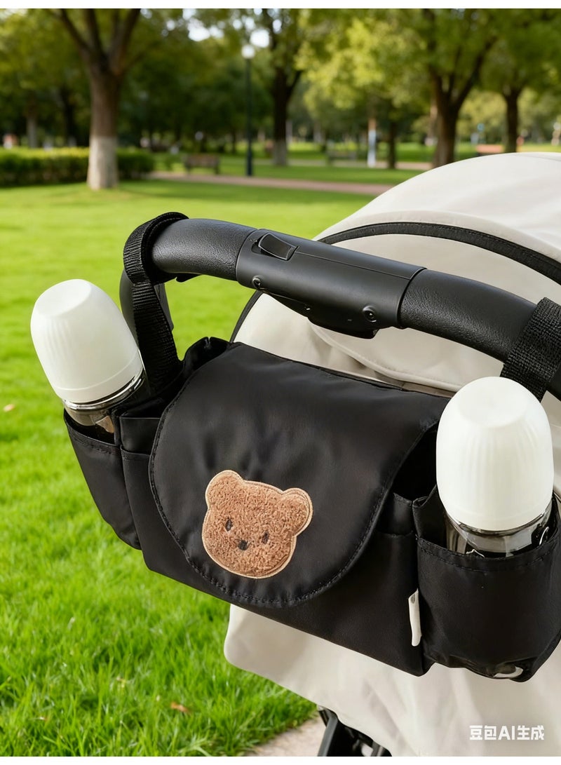 Bebego Cute Bear Universal Korean Baby Stroller Storage Hanging Bag - Shelf Storage, Eva Artifacts, Mobile Phone Bottle, and More! - Image 3
