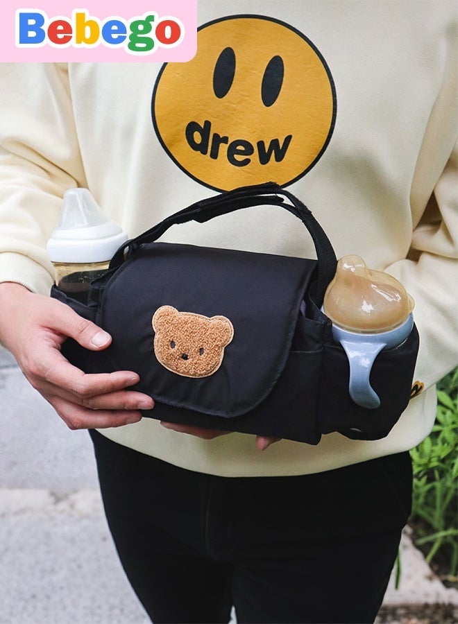 Bebego Cute Bear Universal Korean Baby Stroller Storage Hanging Bag - Shelf Storage, Eva Artifacts, Mobile Phone Bottle, and More! - Image 4