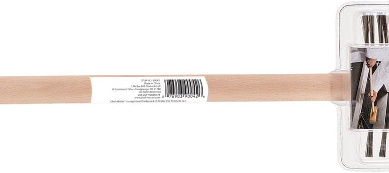 Chefmaster Chef-Master 90042 Broiler Brush & Scraper with 30" Wooden Handle, Each - Image 3