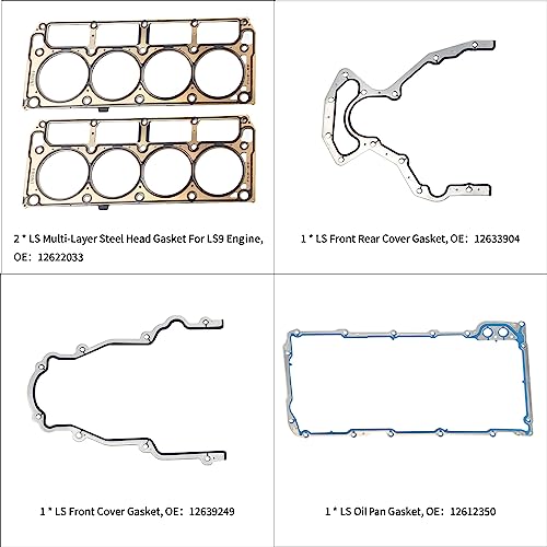 ZONFANT New LS Gasket Set Kit and LS9 Head Gaskets Compatible with LS1 LS6 LQ4 LQ9 4.8 5.3 5.7 6.0L GEN 3 III LS Gasket Kit - Image 3