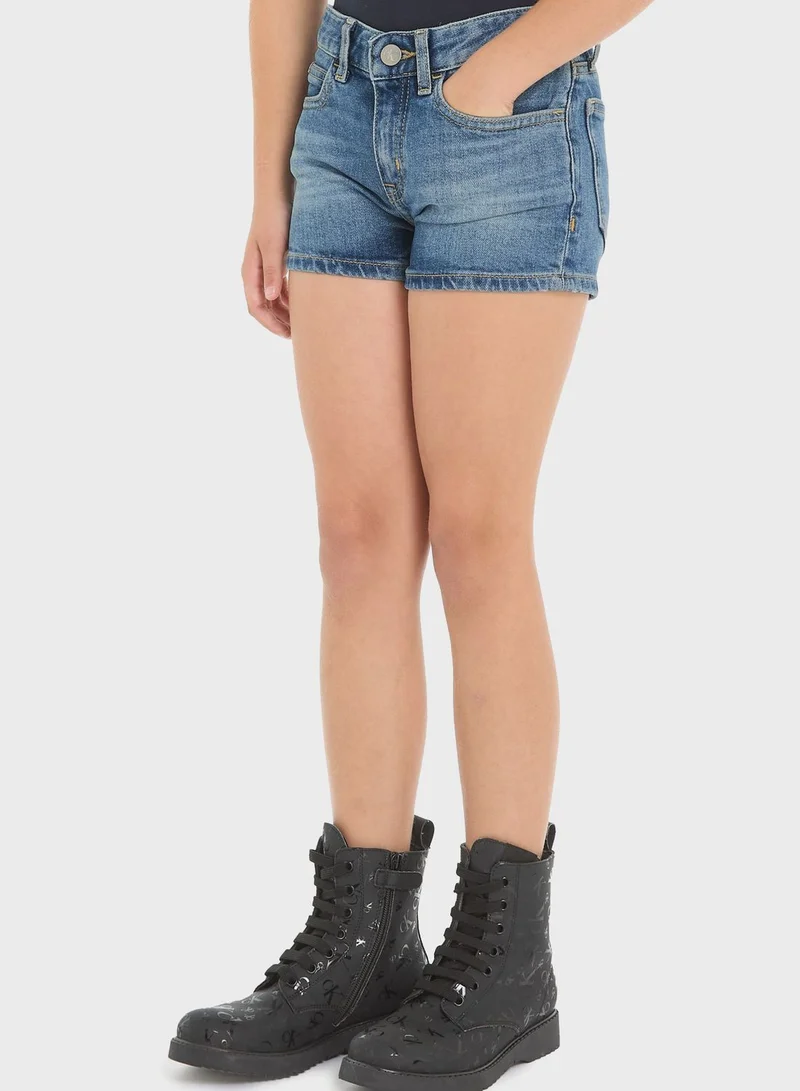 Calvin Klein Jeans Kids Mid Wash Denim Shorts