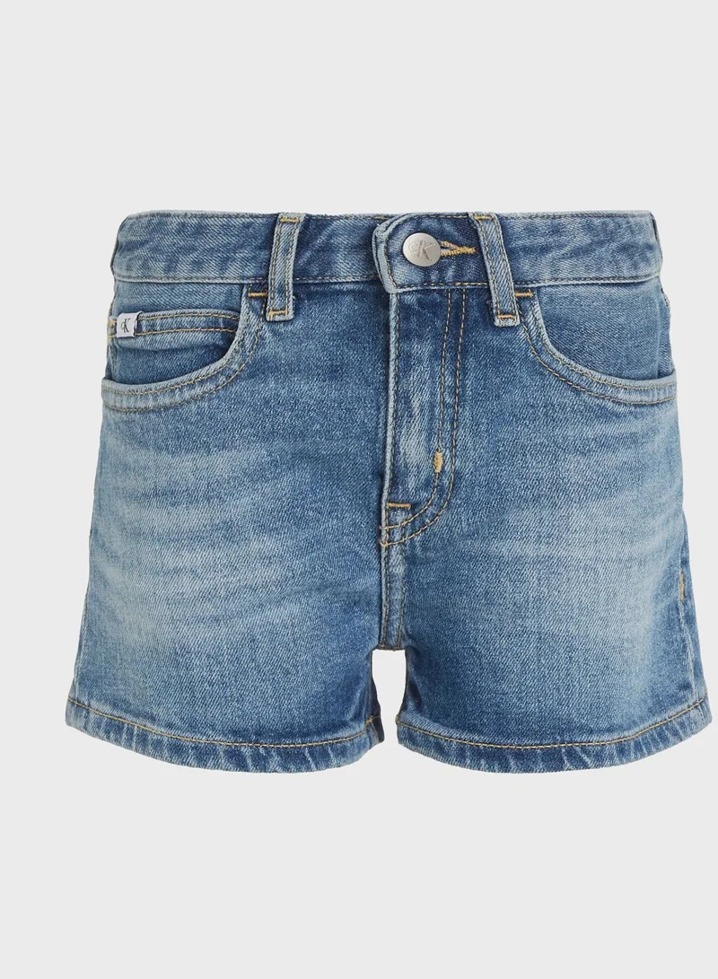 Calvin Klein Jeans Kids Mid Wash Denim Shorts