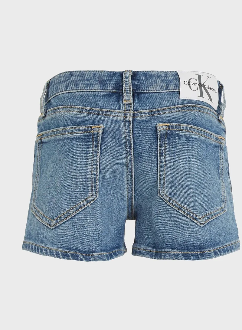 Calvin Klein Jeans Kids Mid Wash Denim Shorts