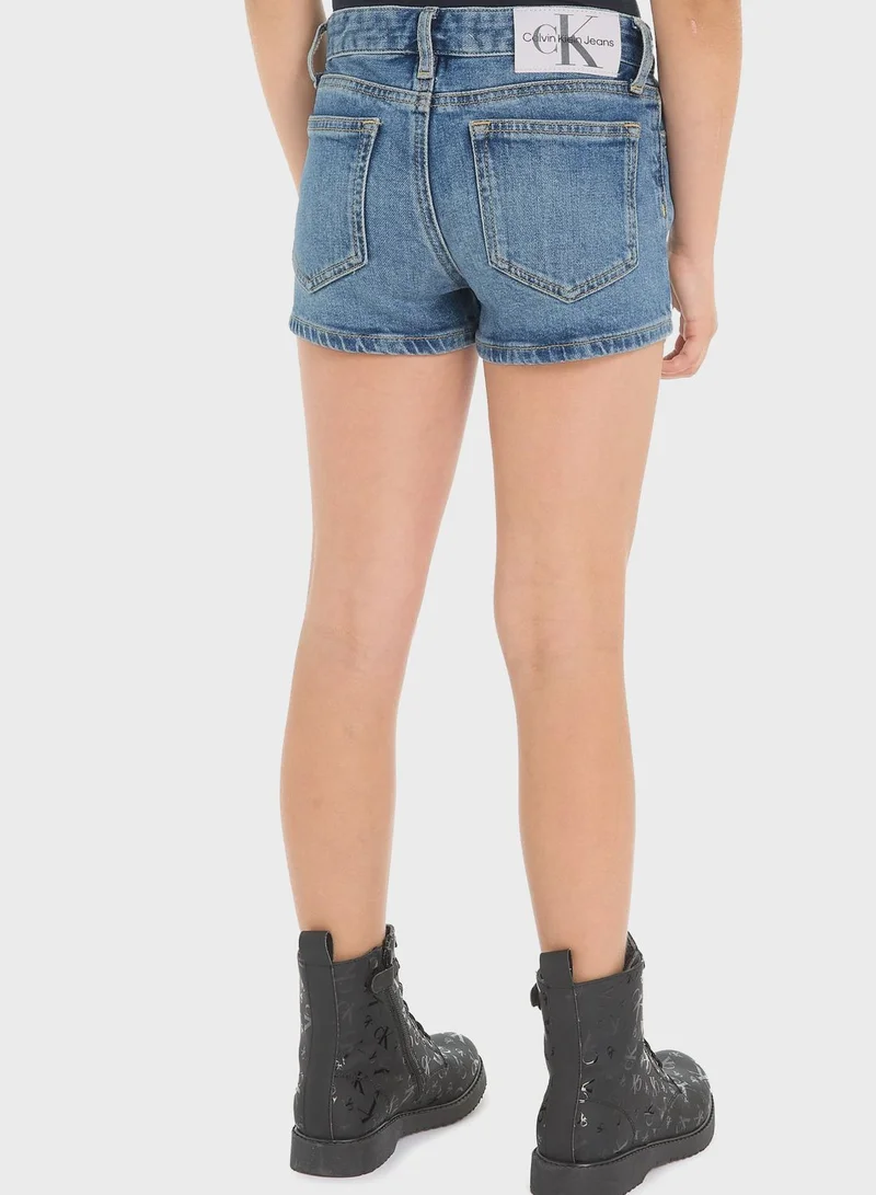 Calvin Klein Jeans Kids Mid Wash Denim Shorts