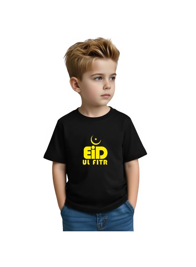 برينت شوب فور مي تي شيرت قطن للأولاد من عيد مبارك - تي شيرت برقبة دائرية وأكمام قصيرة للأولاد - هدية العيد للأطفال - تصميم ممتع واحتفالي لاحتفالات العيد - Image 3