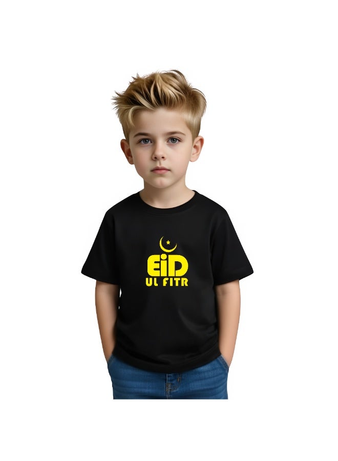 برينت شوب فور مي تي شيرت قطن للأولاد من عيد مبارك - تي شيرت برقبة دائرية وأكمام قصيرة للأولاد - هدية العيد للأطفال - تصميم ممتع واحتفالي لاحتفالات العيد - Image 1