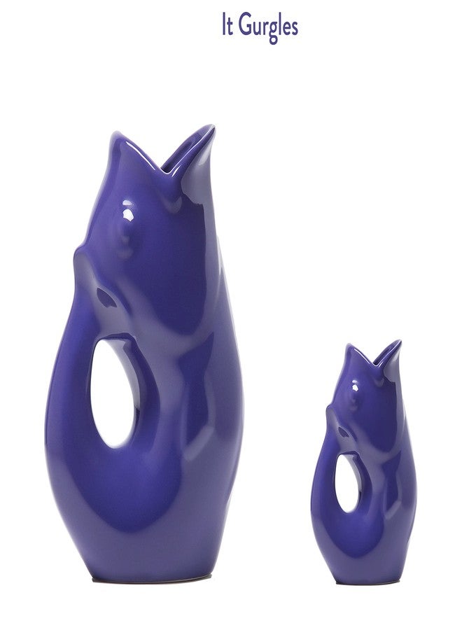 Gurgle Pot إبريق سمكة غرجل بوت، طقم من قطعتين، أزرق نيلي، تصميم مستوحى من الطراز الفرنسي، إبريق كبير 42 أونصة مع وعاء غرجل بوت صغير. - Image 2